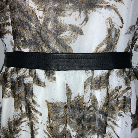 📁NWT Kensie Birch Print Dress Faux lthr trim L - Picture 3 of 8